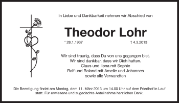 Traueranzeige von Theodor Lohr von Pegnitz-Zeitung